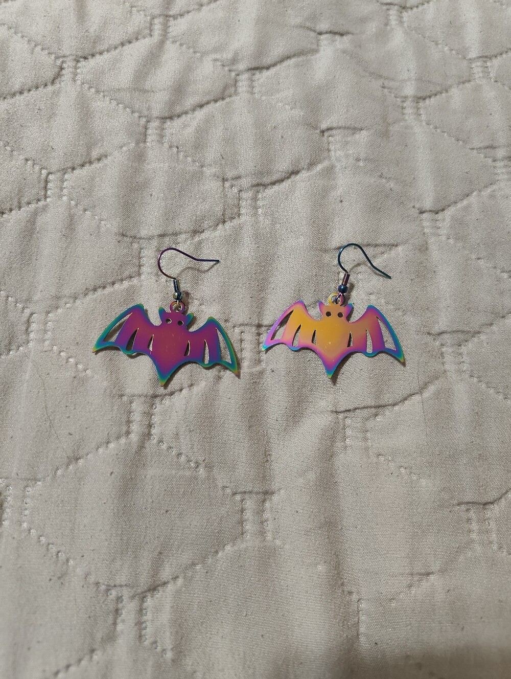 Halloween Bat Dangle Earrings - Picture 2 of 3